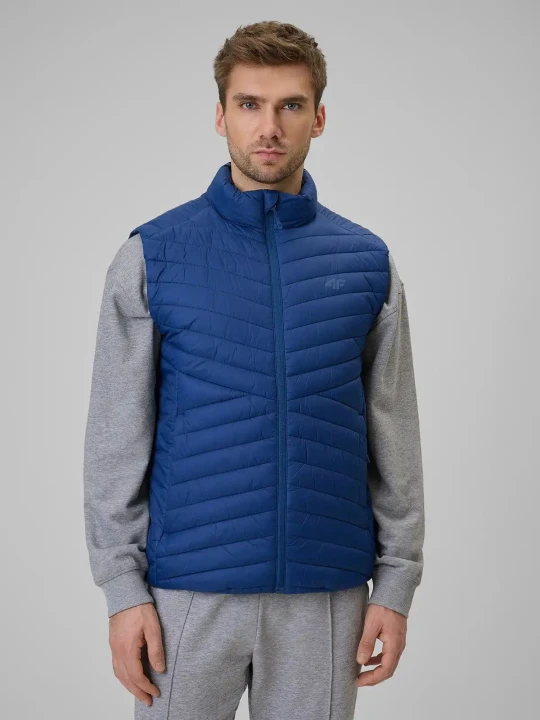 Kamizelka męska pikowana niebieska 4F : Kolor - Niebieski, Rozmiar odzieży - XL