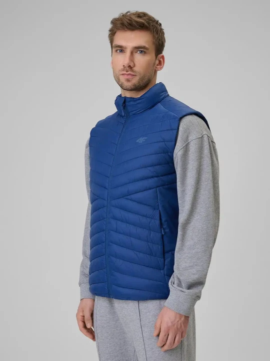 Kamizelka męska pikowana niebieska 4F : Kolor - Niebieski, Rozmiar odzieży - XL