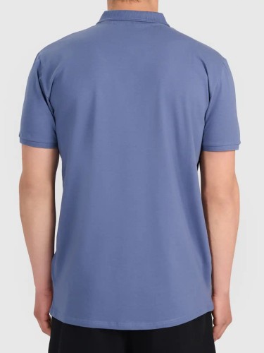 Koszulka t-shirt polo basic męski niebieski 4F : Kolor - Niebieski, Rozmiar odzieży - 2XL