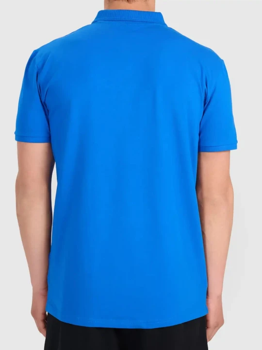 Koszulka t-shirt polo basic męski niebieski 4F : Kolor - Niebieski, Rozmiar odzieży - S