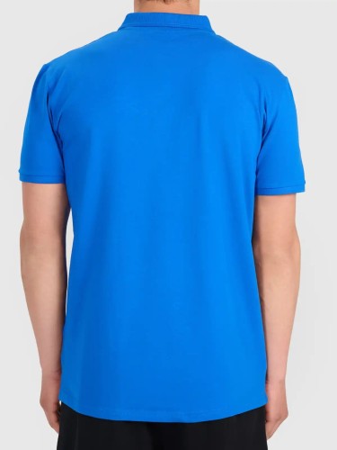 Koszulka t-shirt polo basic męski niebieski 4F : Kolor - Niebieski, Rozmiar odzieży - XL