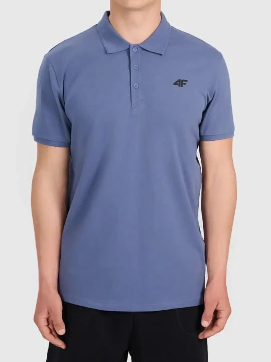 Koszulka t-shirt polo basic męski niebieski 4F : Kolor - Niebieski, Rozmiar odzieży - 3XL