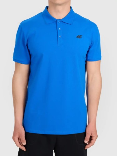 Koszulka t-shirt polo basic męski niebieski 4F : Kolor - Niebieski, Rozmiar odzieży - 3XL