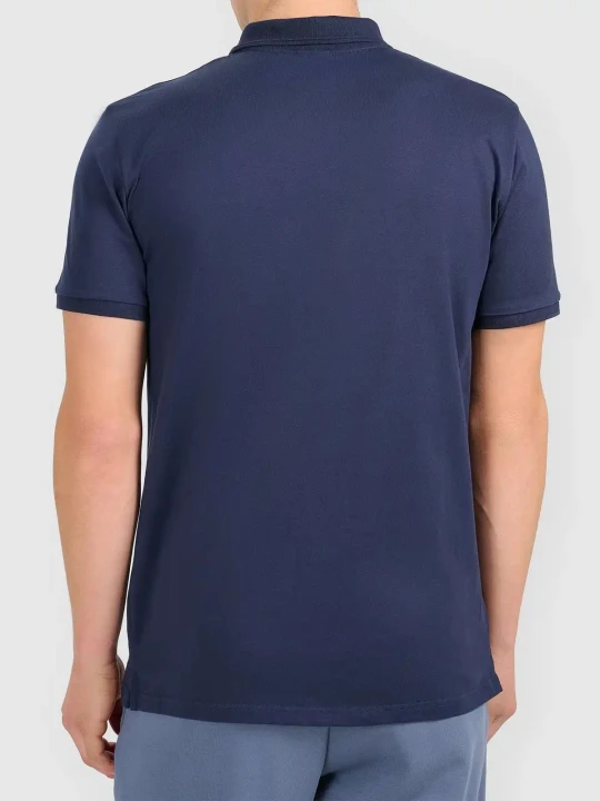 Koszulka t-shirt polo basic męski granatowy 4F : Kolor - Granatowy, Rozmiar odzieży - S