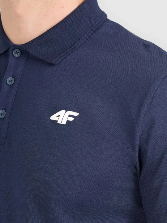Koszulka t-shirt polo basic męski granatowy 4F : Kolor - Granatowy, Rozmiar odzieży - 2XL