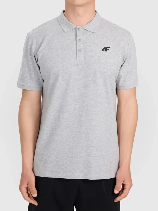 Koszulka t-shirt polo basic męski szary 4F : Kolor - Szary, Rozmiar odzieży - 3XL