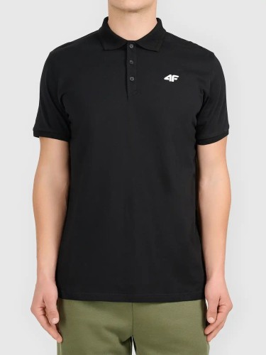 Koszulka t-shirt polo basic męski czarny 4F : Kolor - Czarny, Rozmiar odzieży - 2XL