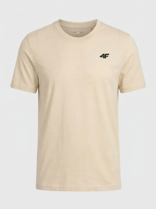Koszulka t-shirt bawełniany limitowana kolekcja męska beżowa 4F : Kolor - Beżowy, Rozmiar odzieży - XL