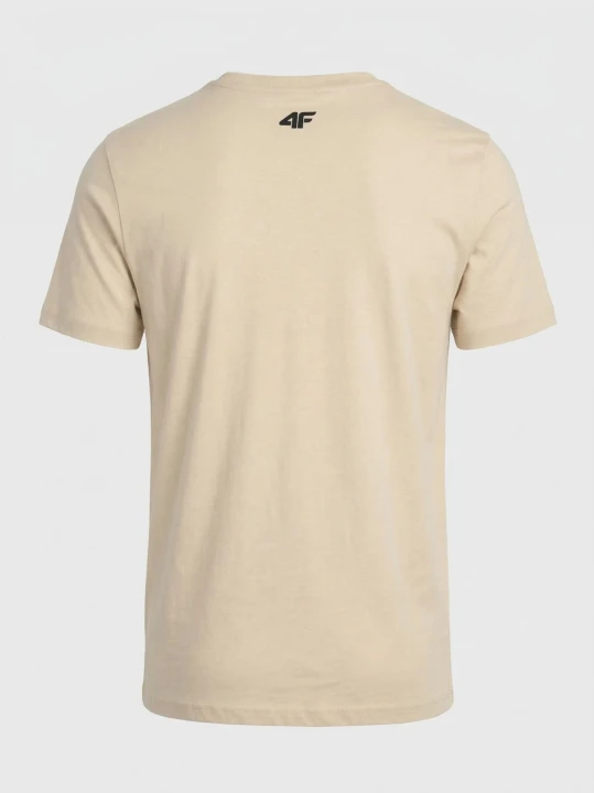 Koszulka t-shirt bawełniany limitowana kolekcja męska beżowa 4F : Kolor - Beżowy, Rozmiar odzieży - XL