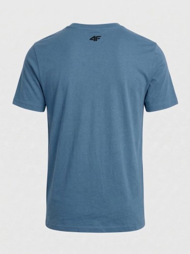 Koszulka t-shirt bawełniany limitowana kolekcja męska niebieska 4F : Kolor - Niebieski, Rozmiar odzieży - 5XL