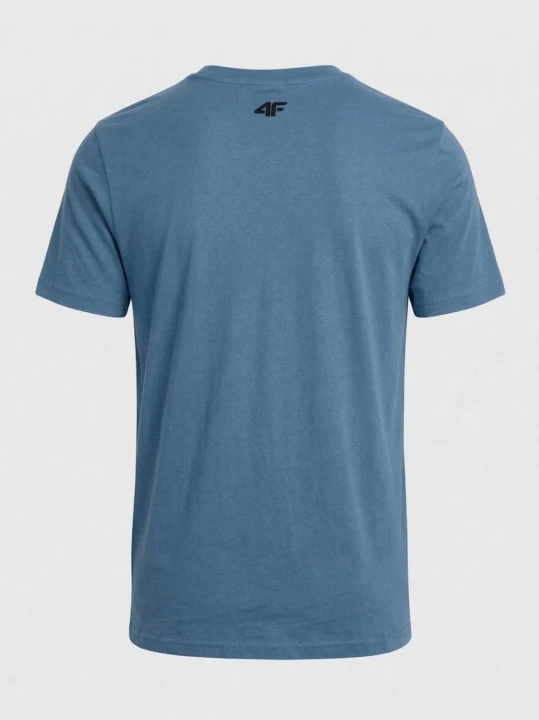 Koszulka t-shirt bawełniany limitowana kolekcja męska niebieska 4F : Kolor - Niebieski, Rozmiar odzieży - 4XL