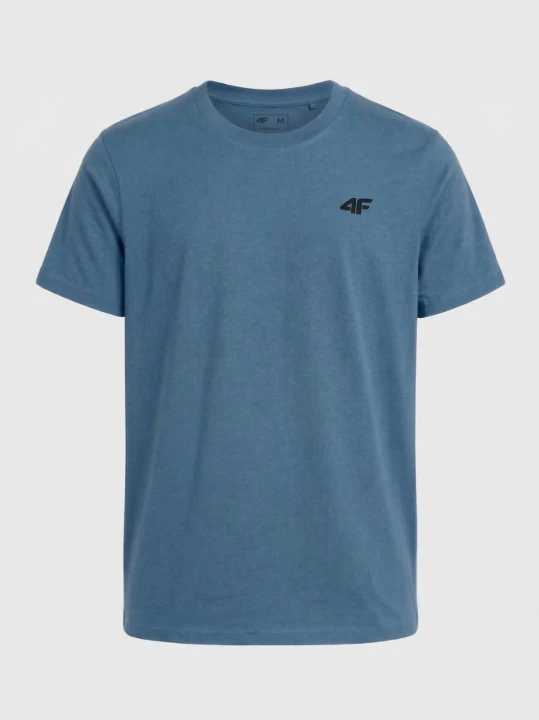 Koszulka t-shirt bawełniany limitowana kolekcja męska niebieska 4F : Kolor - Niebieski, Rozmiar odzieży - 2XL