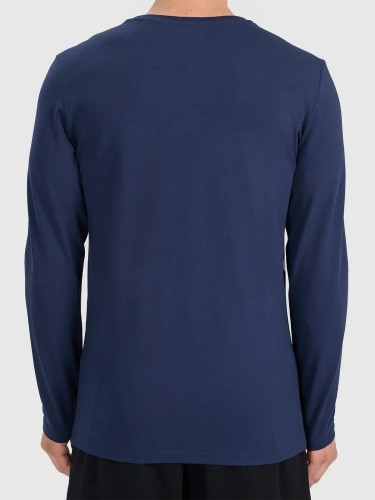 Longsleeve koszulka bawełniana z długim rękawem męska granatowy 4F : Kolor - Granatowy, Rozmiar odzieży - M