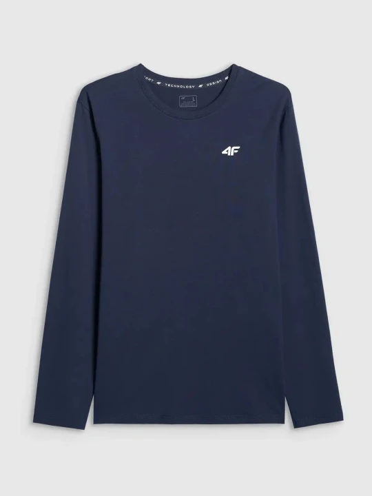 Longsleeve koszulka bawełniana z długim rękawem męska granatowy 4F : Kolor - Granatowy, Rozmiar odzieży - L