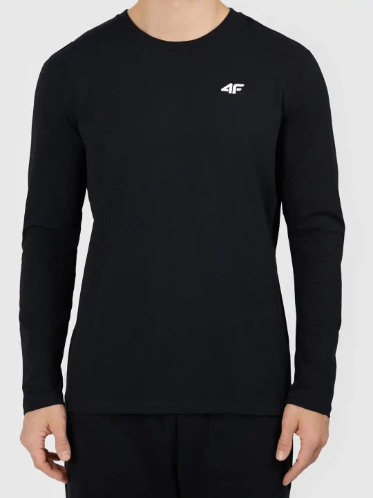 Longsleeve koszulka bawełniana z długim rękawem męska czarny 4F : Kolor - Czarny, Rozmiar odzieży - M