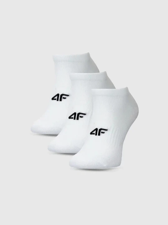 Skarpety przed kostkę unisex białe 4F 3pak : Kolor - Biały, Rozmiar skarpetki - 39-42