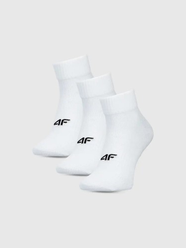 Skarpety za kostkę unisex białe 4F 3pak : Kolor - Biały, Rozmiar skarpetki - 39-42