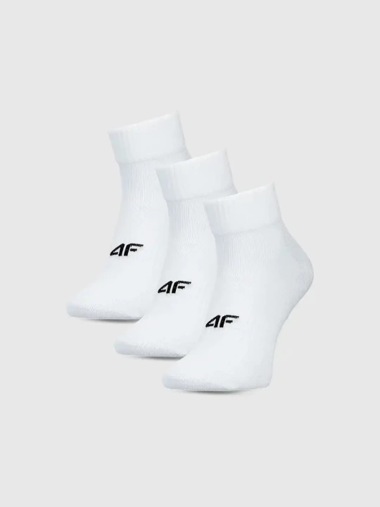 Skarpety za kostkę unisex białe 4F 3pak : Kolor - Biały, Rozmiar skarpetki - 43-46