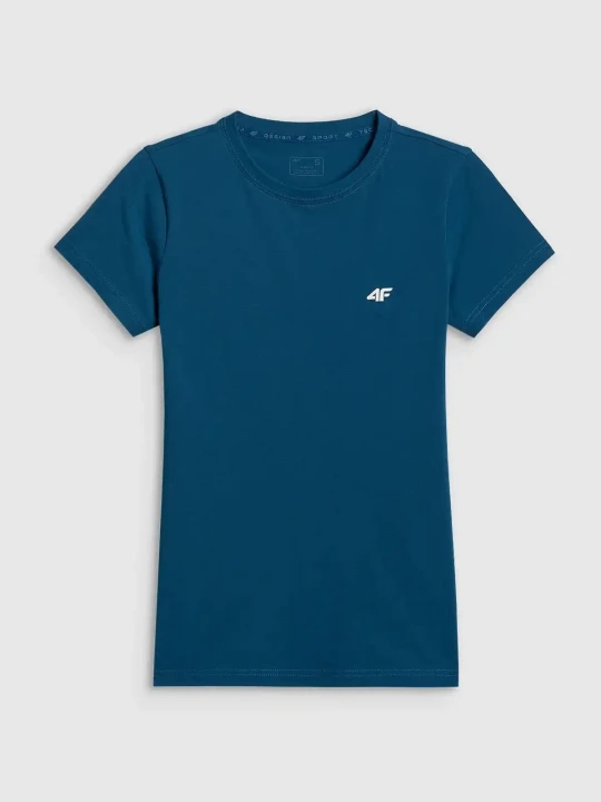 Koszulka t-shirt damski bawełniany gładki morska zieleń 4F : Kolor - Zielony, Rozmiar odzieży - S