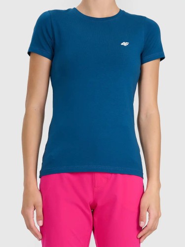 Koszulka t-shirt damski bawełniany gładki morska zieleń 4F : Kolor - Zielony, Rozmiar odzieży - XS