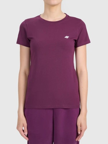 Koszulka t-shirt damski bawełniany gładki burgundowy 4F : Kolor - Bordowy, Rozmiar odzieży - S