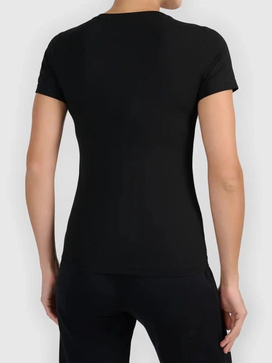 Koszulka t-shirt damska gładka slim czarna 4F : Kolor - Czarny, Rozmiar odzieży - XS