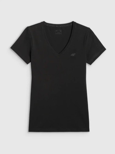 Koszulka t-shirt damska gładka slim czarna 4F : Kolor - Czarny, Rozmiar odzieży - M