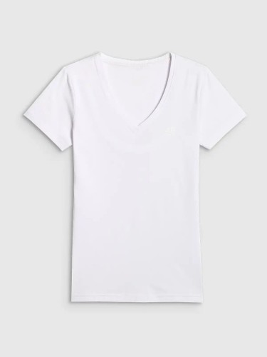 Koszulka t-shirt damska gładka slim biała 4F : Kolor - Biały, Rozmiar odzieży - S