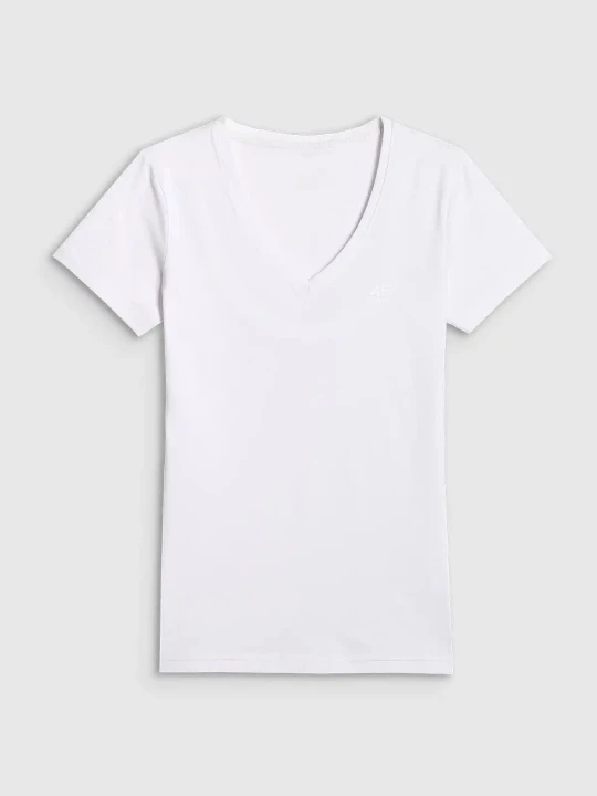 Koszulka t-shirt damska gładka slim biała 4F : Kolor - Biały, Rozmiar odzieży - M