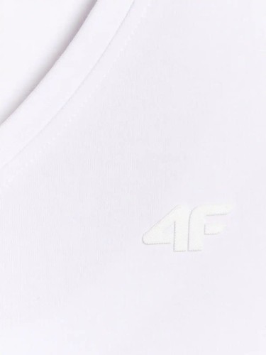 Koszulka t-shirt damska gładka slim biała 4F : Kolor - Biały, Rozmiar odzieży - L