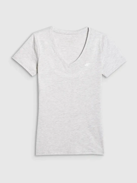 Koszulka t-shirt damska gładka slim szara 4F : Kolor - Szary, Rozmiar odzieży - S