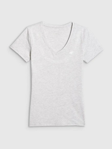 Koszulka t-shirt damska gładka slim szara 4F : Kolor - Szary, Rozmiar odzieży - XL
