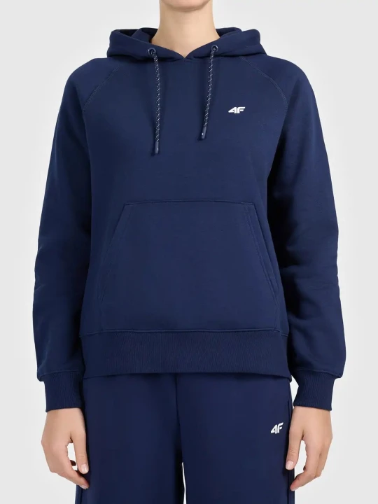 Bluza damska z kapturem nierozpinana granatowa 4F : Kolor - Granatowy, Rozmiar odzieży - S