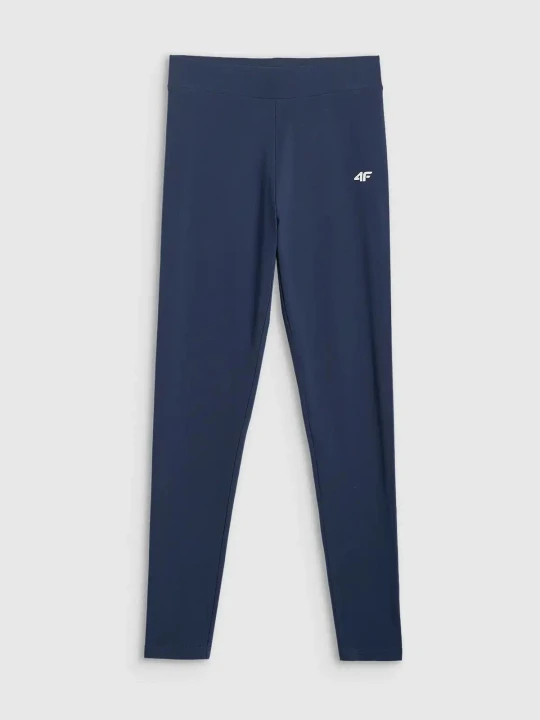 Legginsy treningowe bawełniane damskie granatowe 4F : Kolor - Granatowy, Rozmiar odzieży - S
