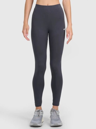 Legginsy treningowe bawełniane damskie szare 4F : Kolor - Szary, Rozmiar odzieży - M