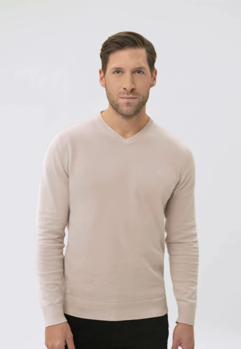 Sweter z dekoltem w serek S-KLARO, rozmiar XXL