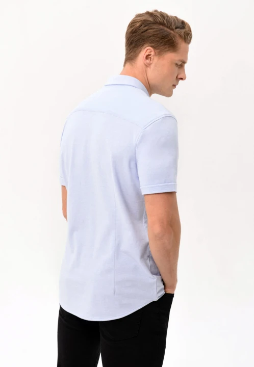 Koszula z krótkim rękawem niebieska, Slim Fit, C-XEWIR, rozmiar M