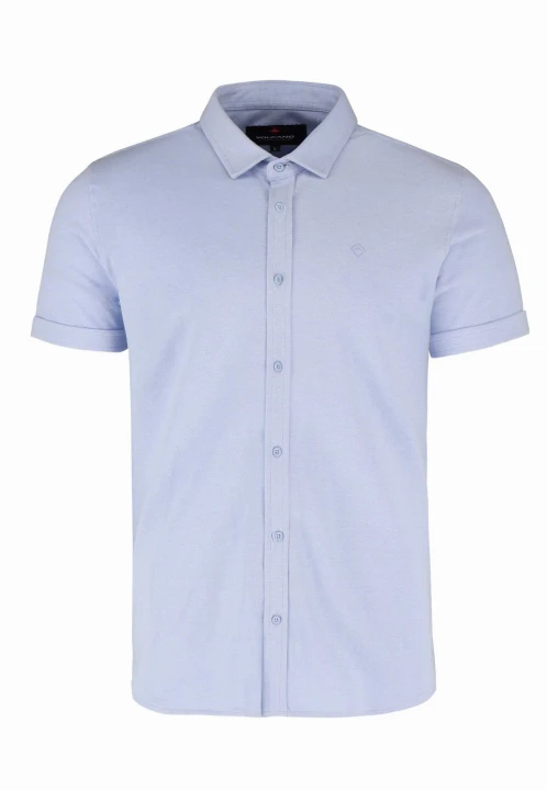 Koszula z krótkim rękawem niebieska, Slim Fit, C-XEWIR, rozmiar M