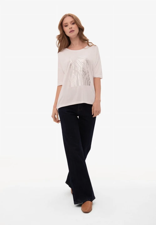Luźna koszulka z nadrukiem, Comfort Fit, T-FEST, rozmiar S