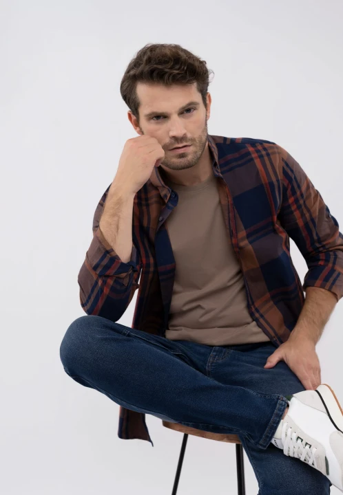 Koszula w kratę, Slim Fit, K-JOSE, rozmiar M