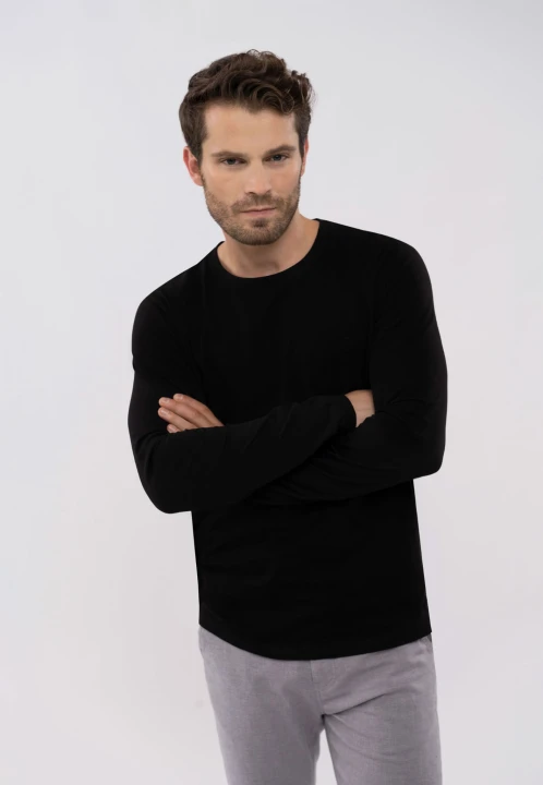 Czarny longsleeve L-HALS, rozmiar 5XL