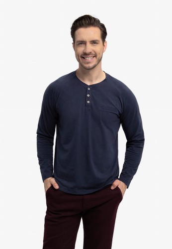 Longsleeve z dekoltem z guzikami L-CHARL, rozmiar M