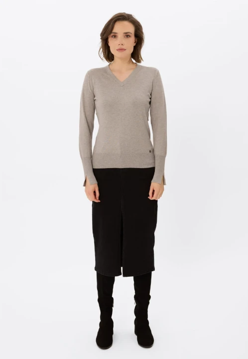 Sweter z dekoltem w serek S-NELI, rozmiar L