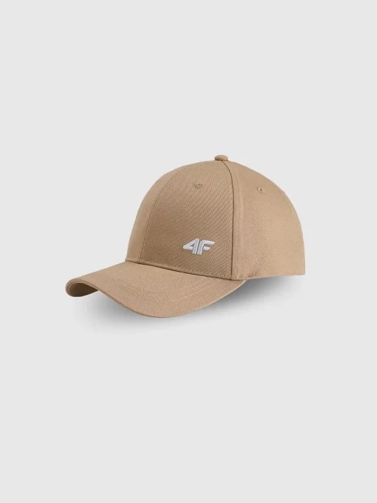 Klasyczna czapka z daszkiem z małym logo unisex beżowa 4F : Kolor - Beżowy, Rozmiar odzieży - S/M