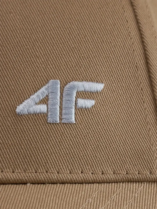 Klasyczna czapka z daszkiem z małym logo unisex beżowa 4F : Kolor - Beżowy, Rozmiar odzieży - S/M