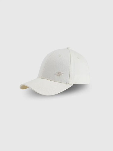 Klasyczna czapka z daszkiem z małym logo unisex biała 4F : Kolor - Złamana biel, Rozmiar odzieży - S/M