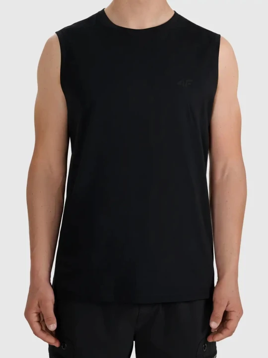 Koszulka t-shirt męski bez rękawków czarny 4F : Kolor - Czarny, Rozmiar odzieży - L