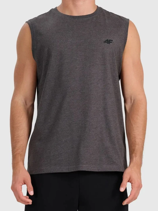 Koszulka t-shirt męski bez rękawków ciemny szary 4F : Kolor - Szary, Rozmiar odzieży - L