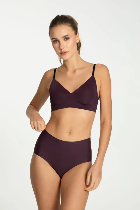 BIUSTONOSZ T-SHIRT BRA SIMPLE dark plum M