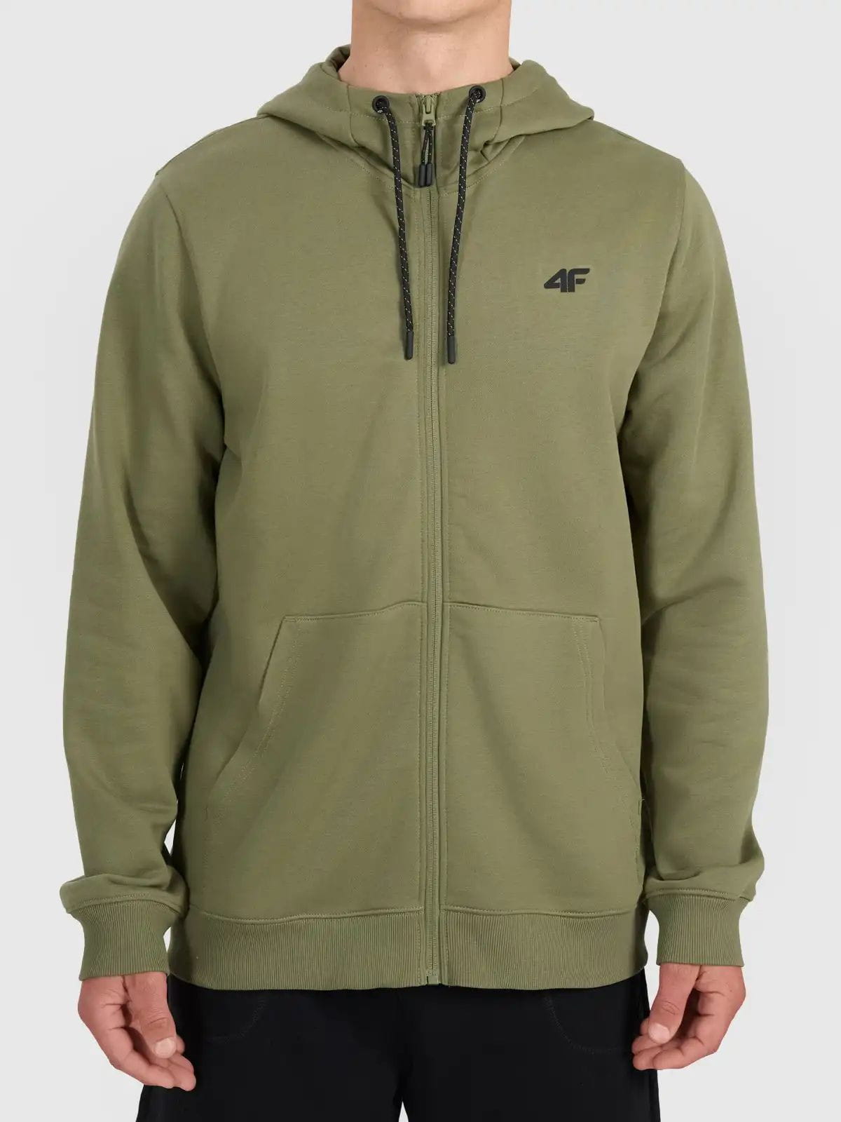 Bluza dresowa z kapturem rozpinana męska zielona 4F : Kolor - Zielony, Rozmiar odzieży - 5XL